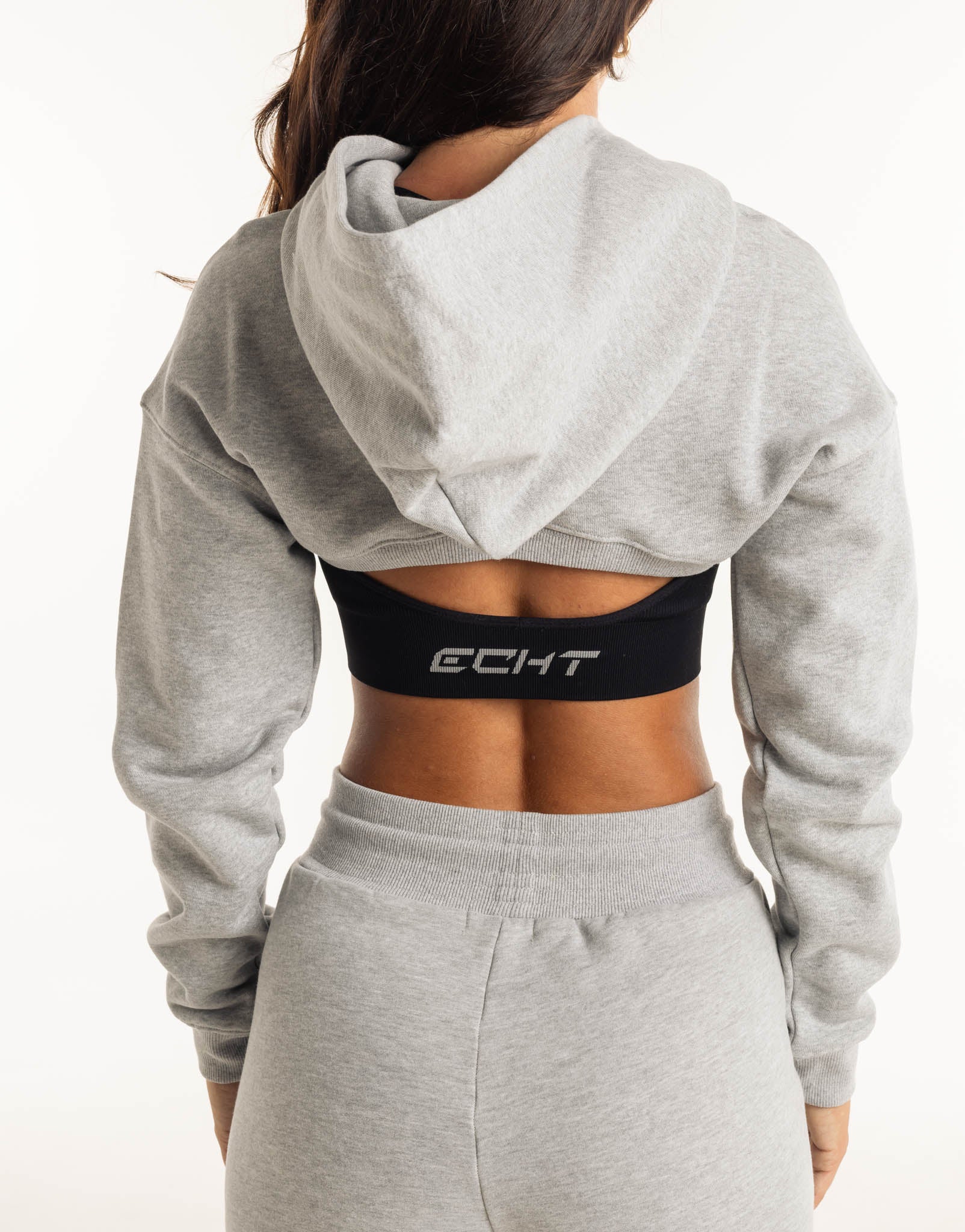 Cropped High Cut Hoodie - Heather Grey