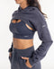 Cropped High Cut Hoodie - Smoke Grey