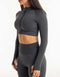 League Cropped Zip-Up - Charcoal