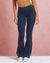 Lycra Invisible Scrunch Pocket Flare Leggings - Navy