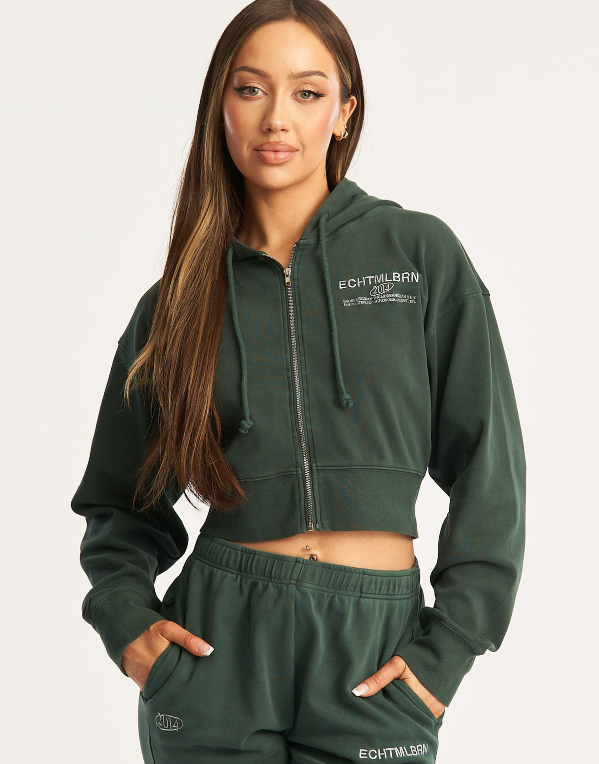 Green hot sale crop hoodie