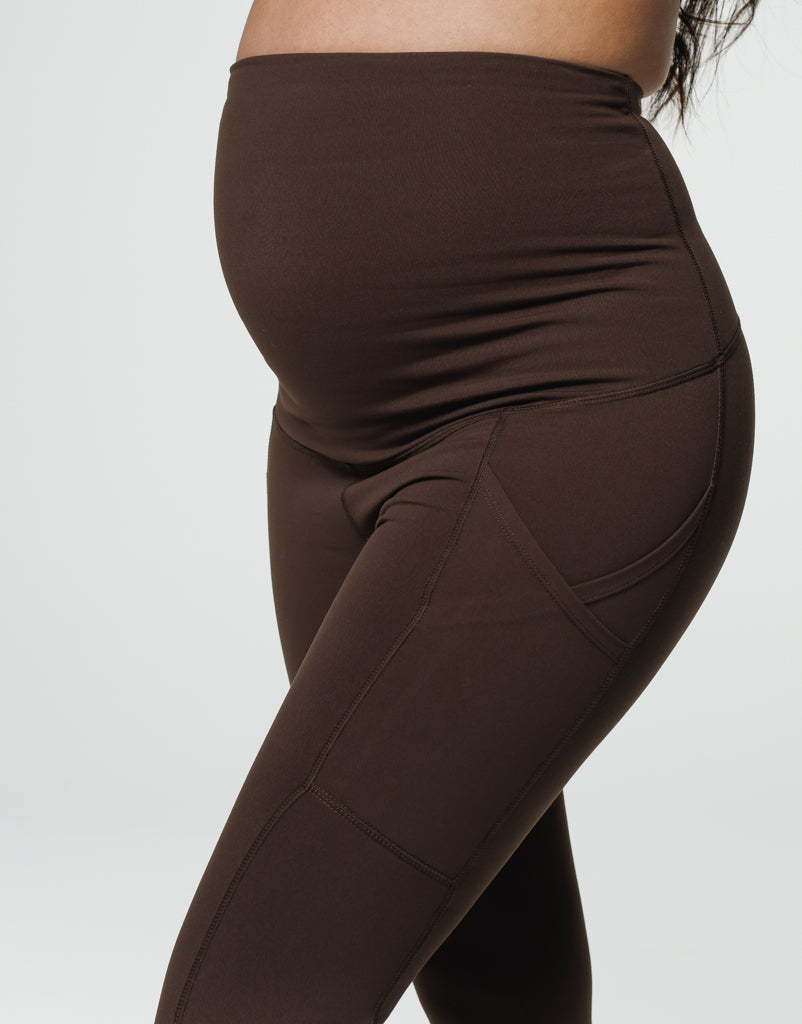 Maternity Pocket Leggings - Fudge Brown