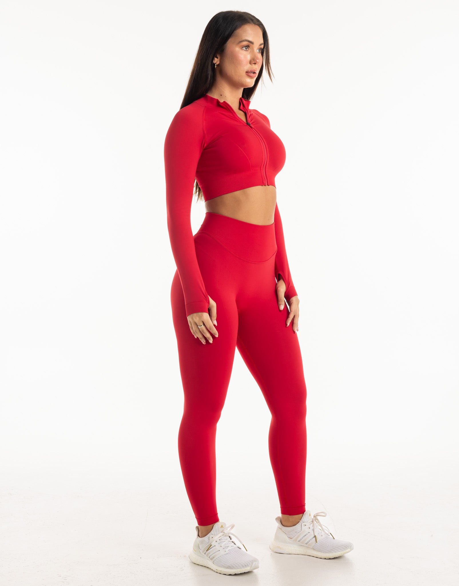 League Cropped Zip-Up - Magenta Red