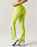 Snap Flare Leggings - Lime Green