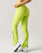 Snap Flare Leggings - Lime Green