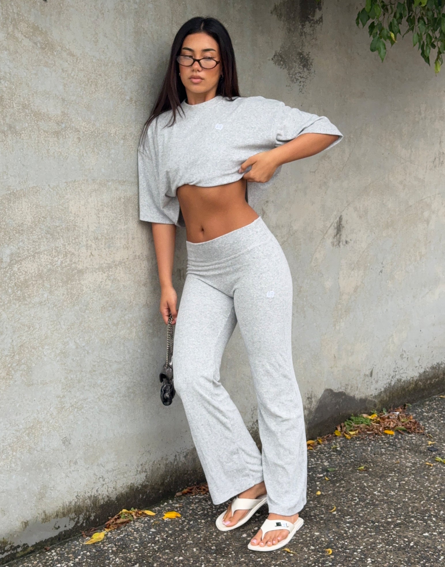 Terry Straight Leg Pant - Grey Marle