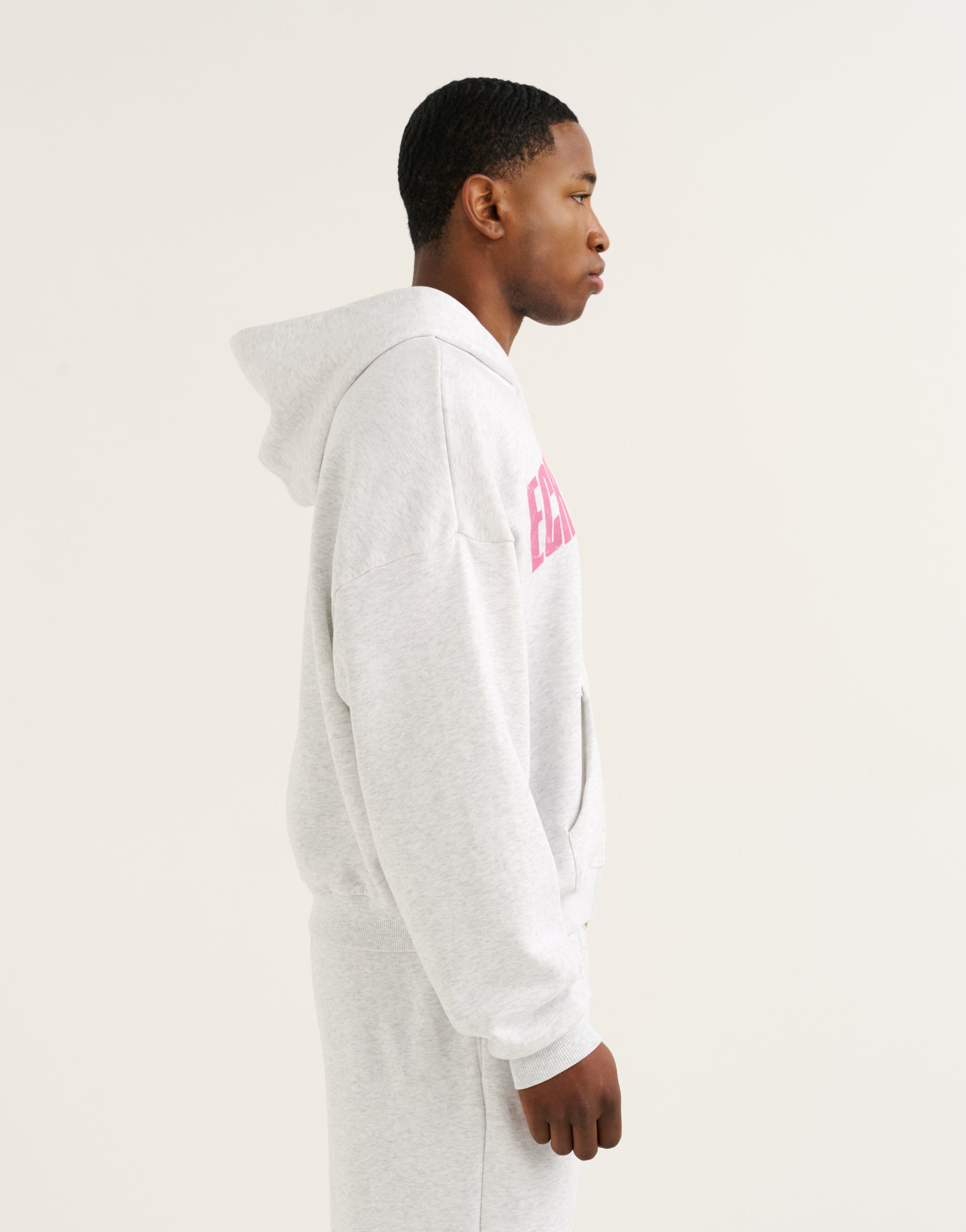 College Combed Fleece Zip-Up Hoodie - Grey Marle