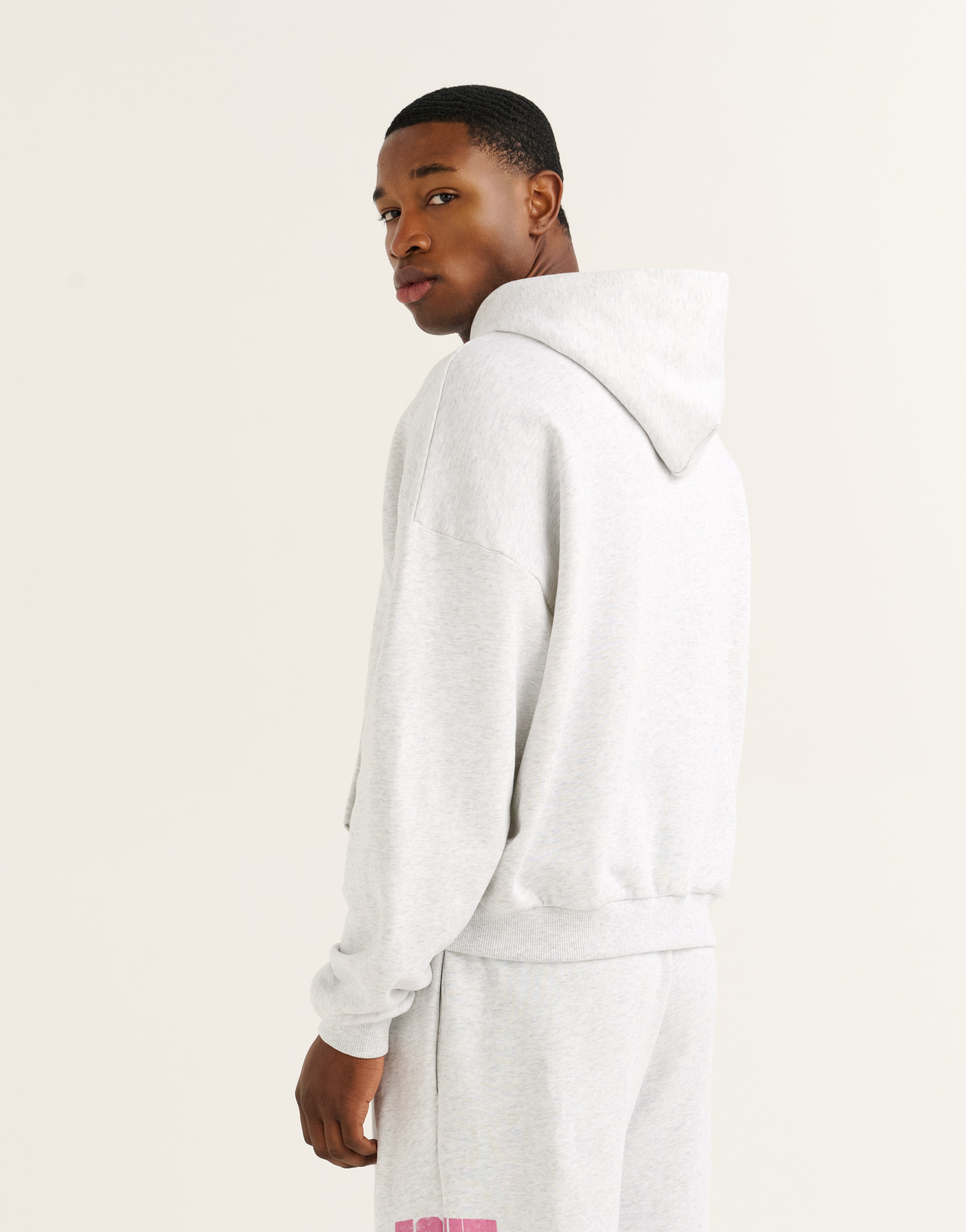 6107 Postcode College Combed Fleece Zip-Up Hoodie - Grey Marle