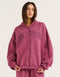 College Combed Fleece Zip-Up Hoodie - Plum