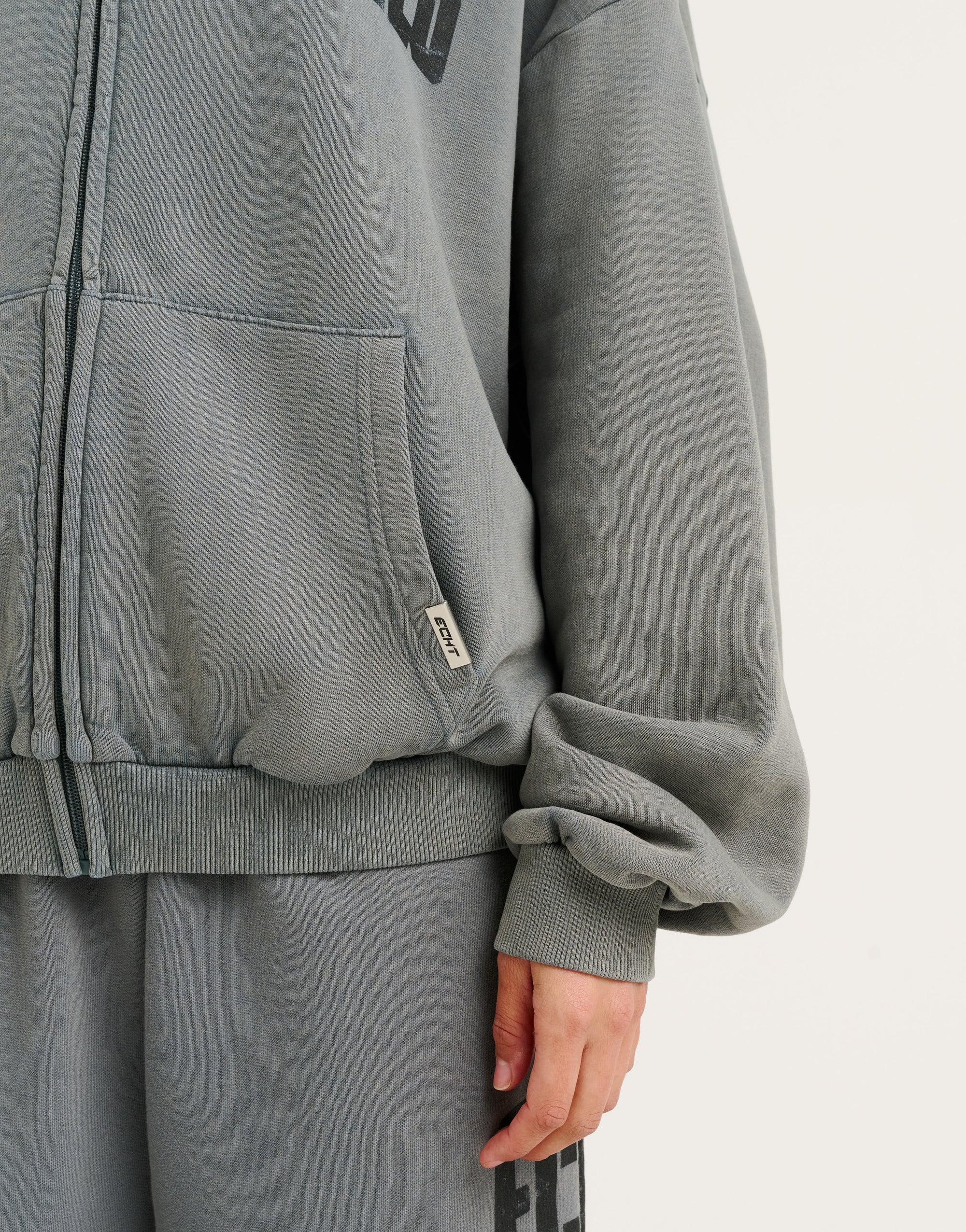 College Combed Fleece Zip-Up Hoodie - Storm Grey
