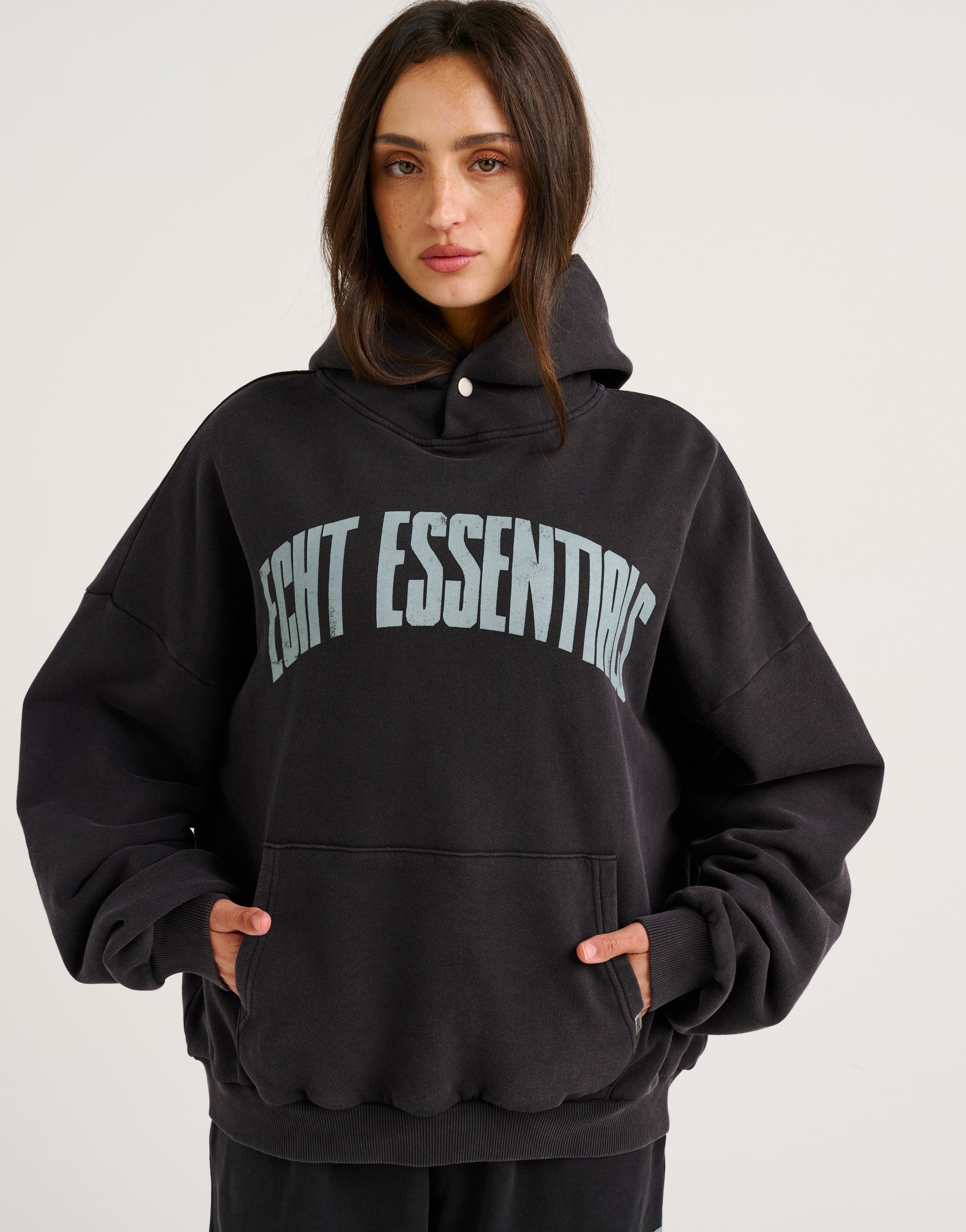College Combed Fleece Hoodie - Phantom Black