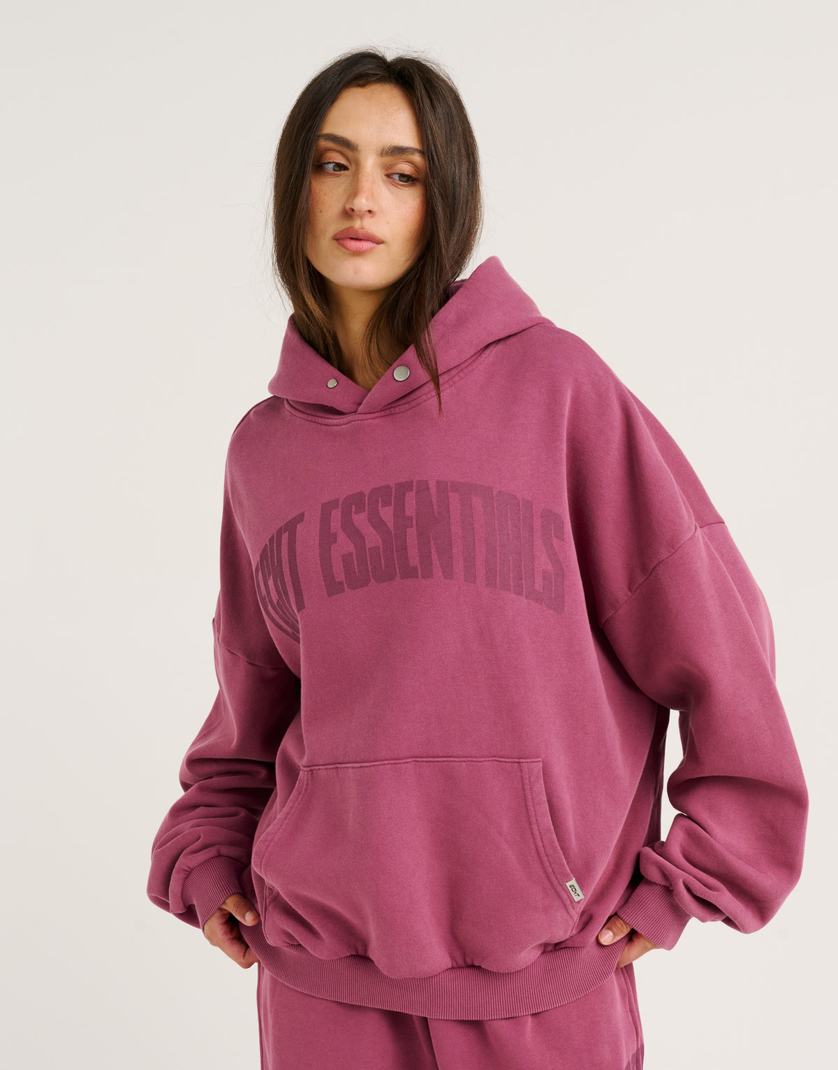 College Combed Fleece Hoodie - Plum