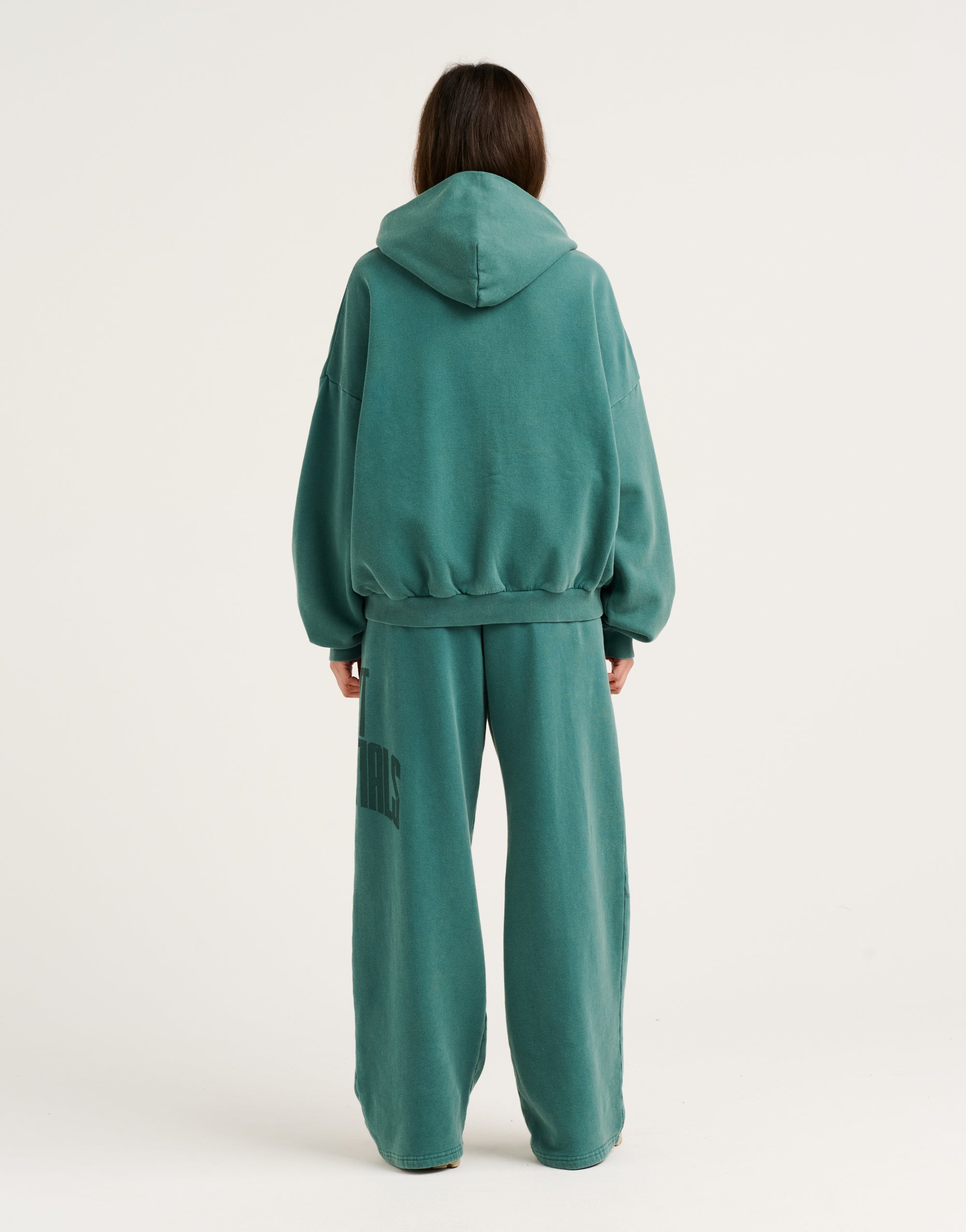 College Combed Fleece Zip-Up Hoodie - Teal