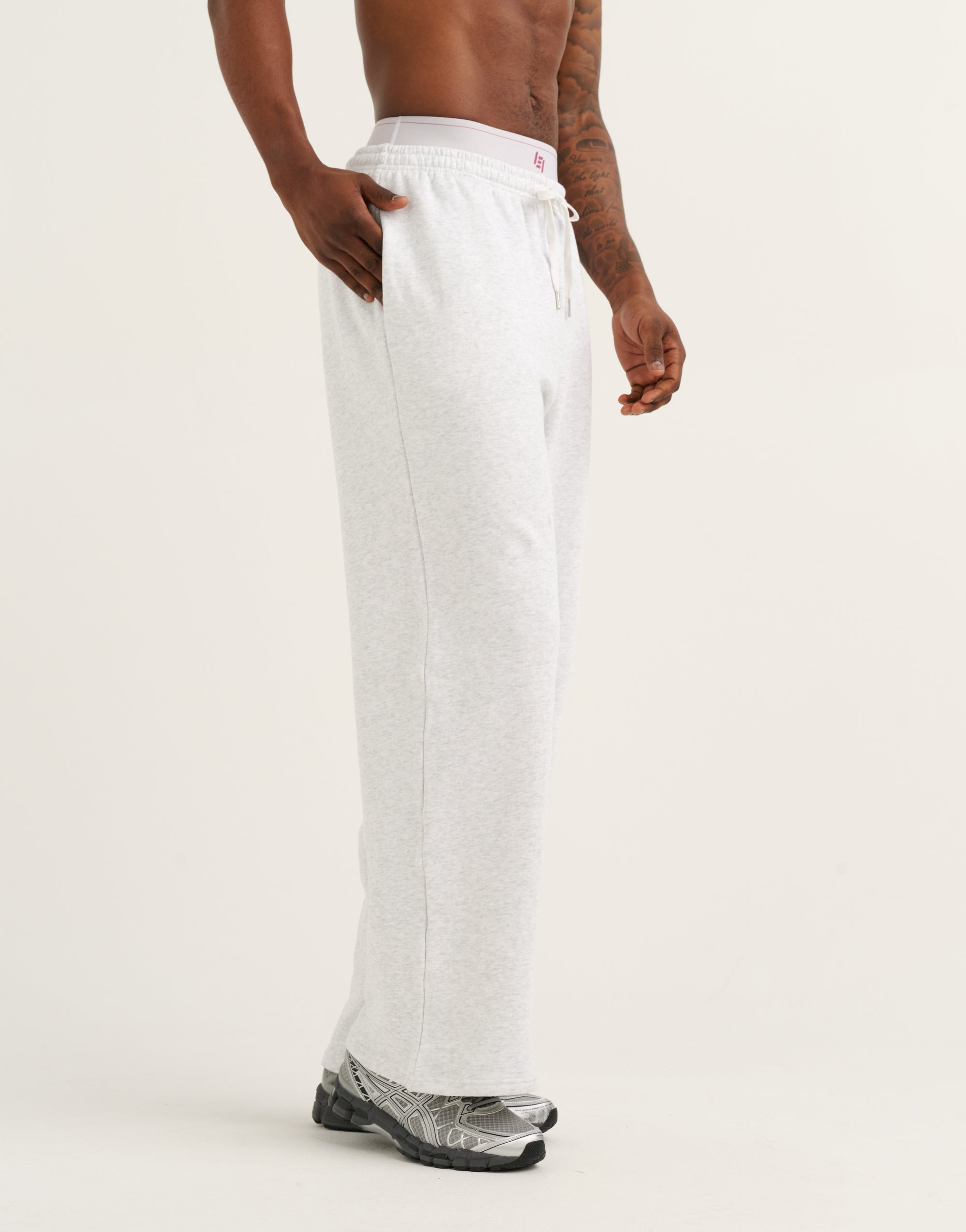 College Combed Fleece Wide Leg Sweatpant - Grey Marle