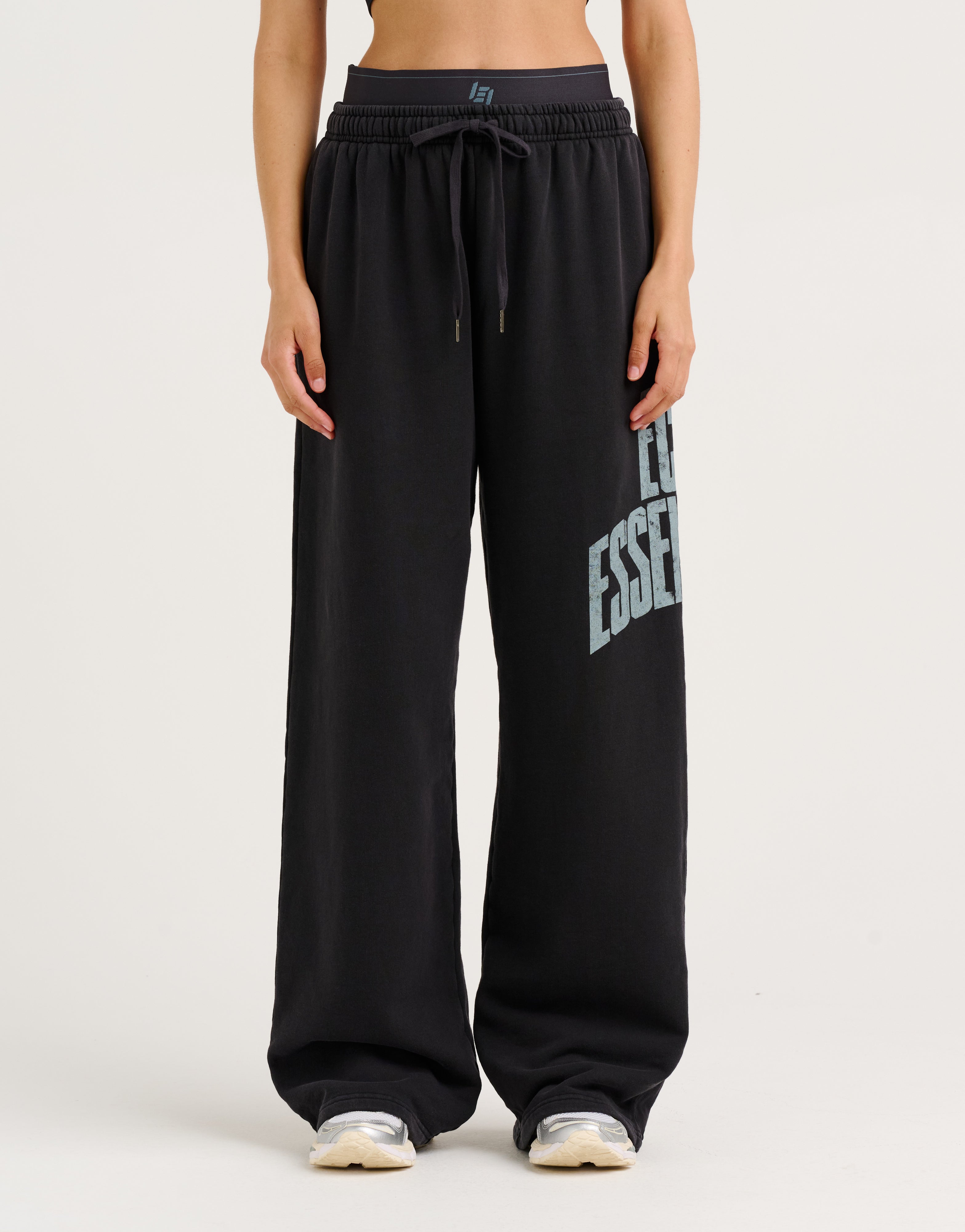 College Combed Fleece Wide Leg Sweatpant - Phantom Black