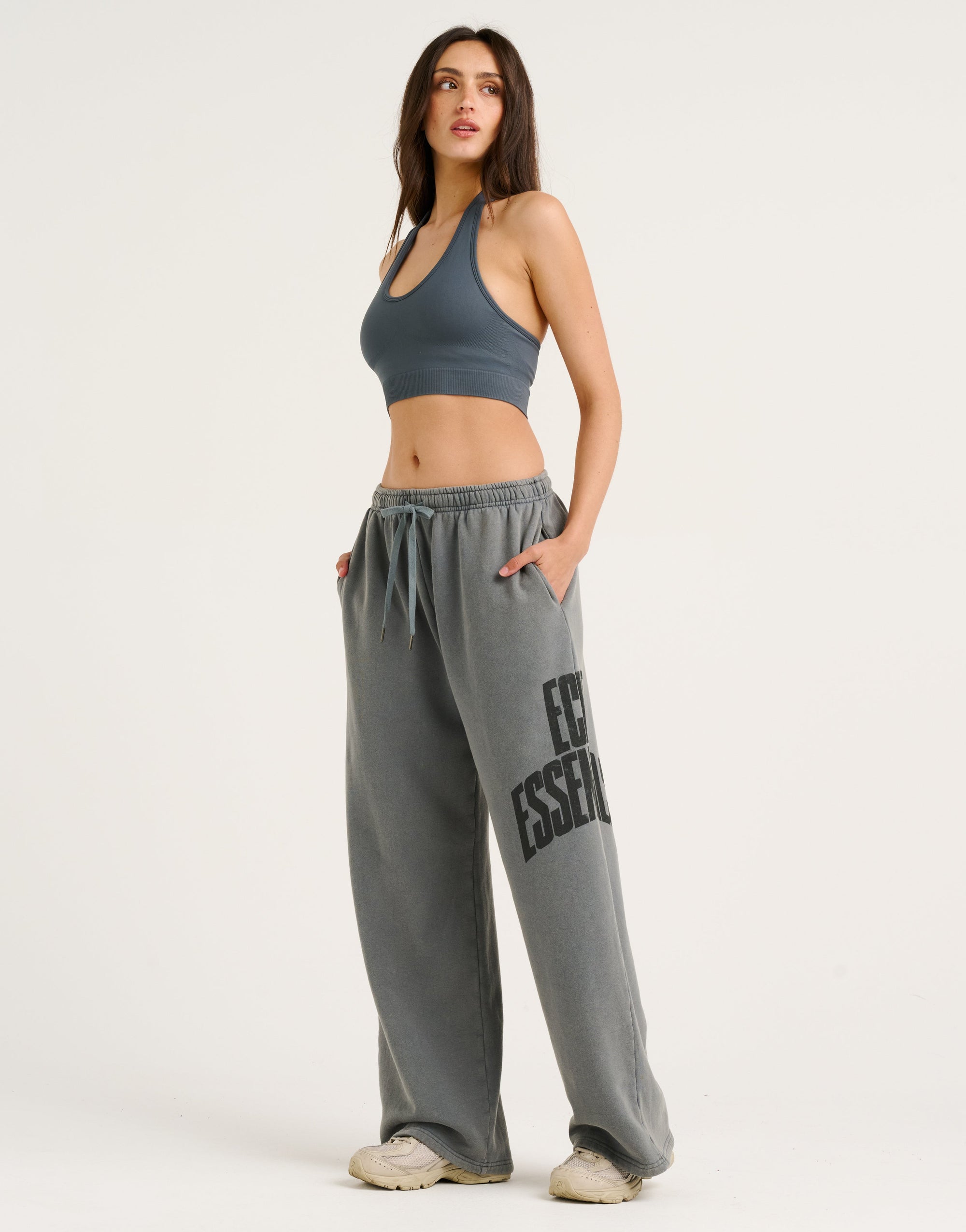 College Combed Fleece Wide Leg Sweatpant - Storm Grey