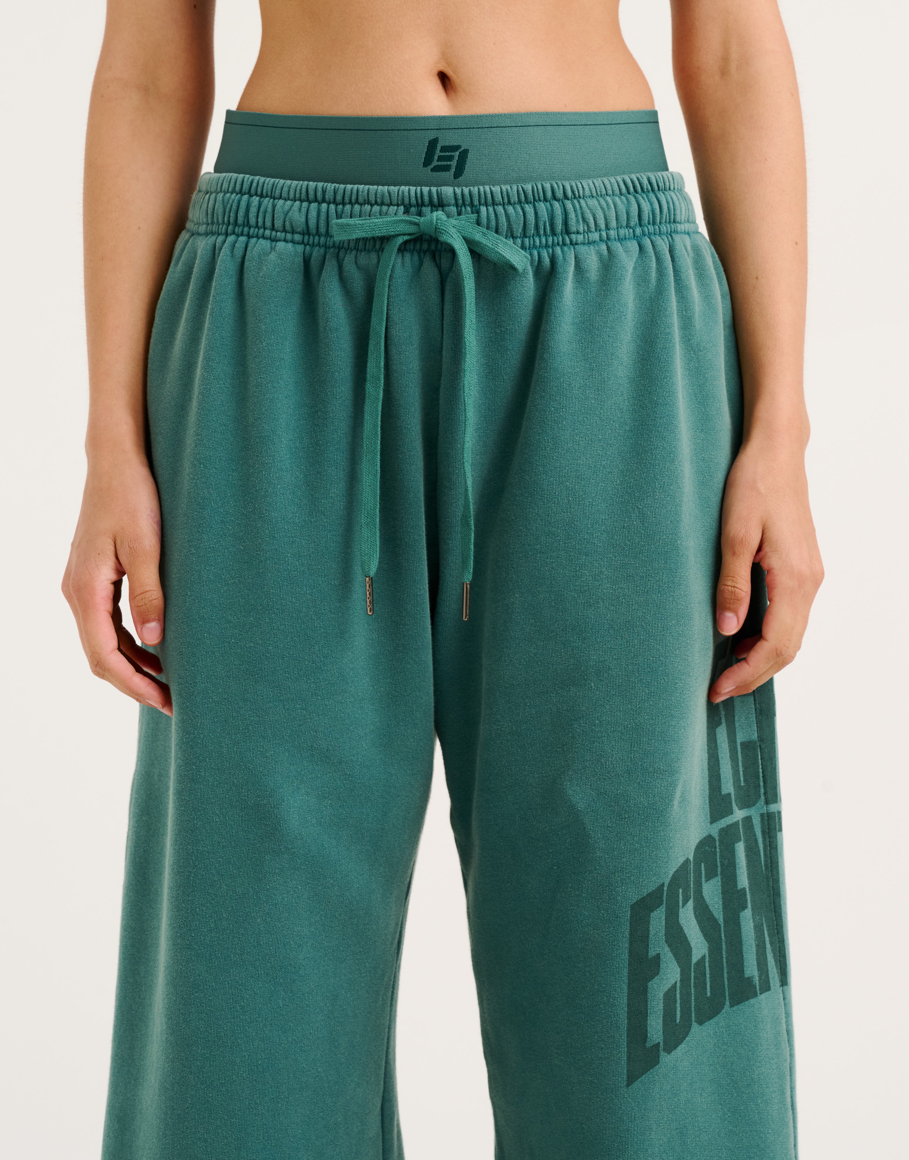 College Combed Fleece Wide Leg Sweatpant - Teal