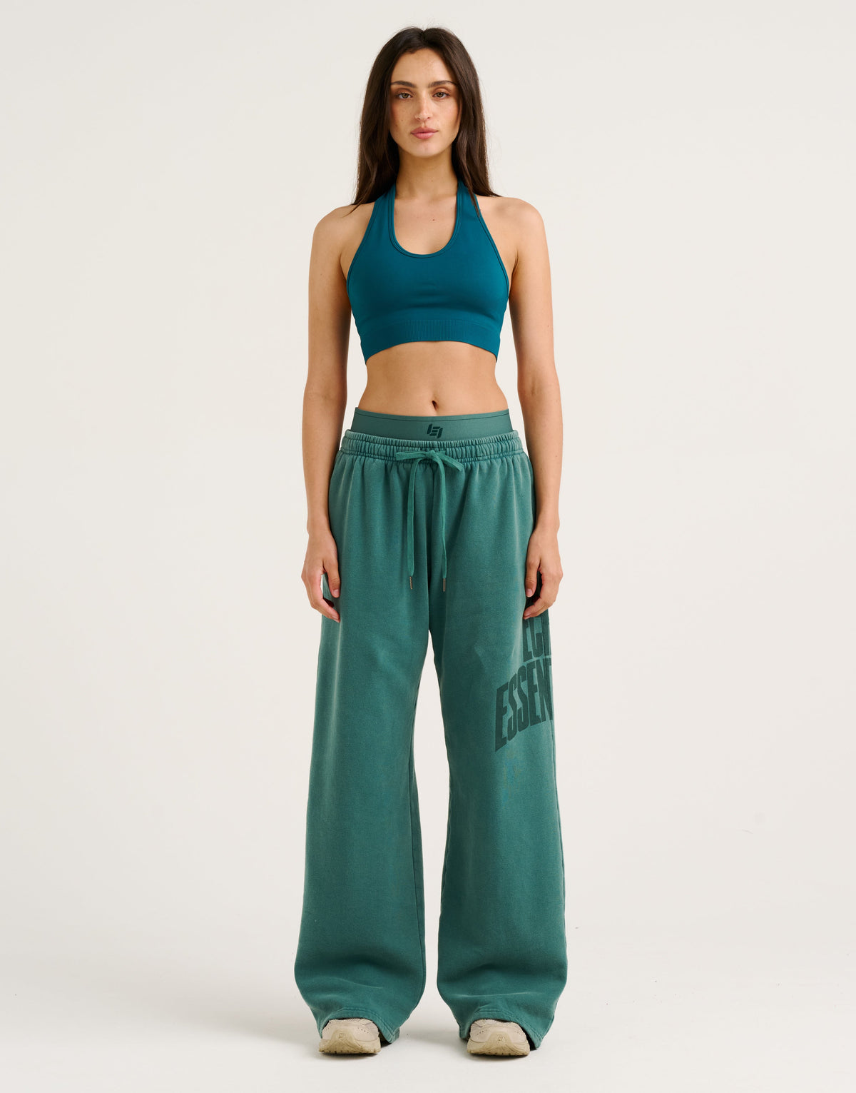 College Combed Fleece Wide Leg Sweatpant - Teal