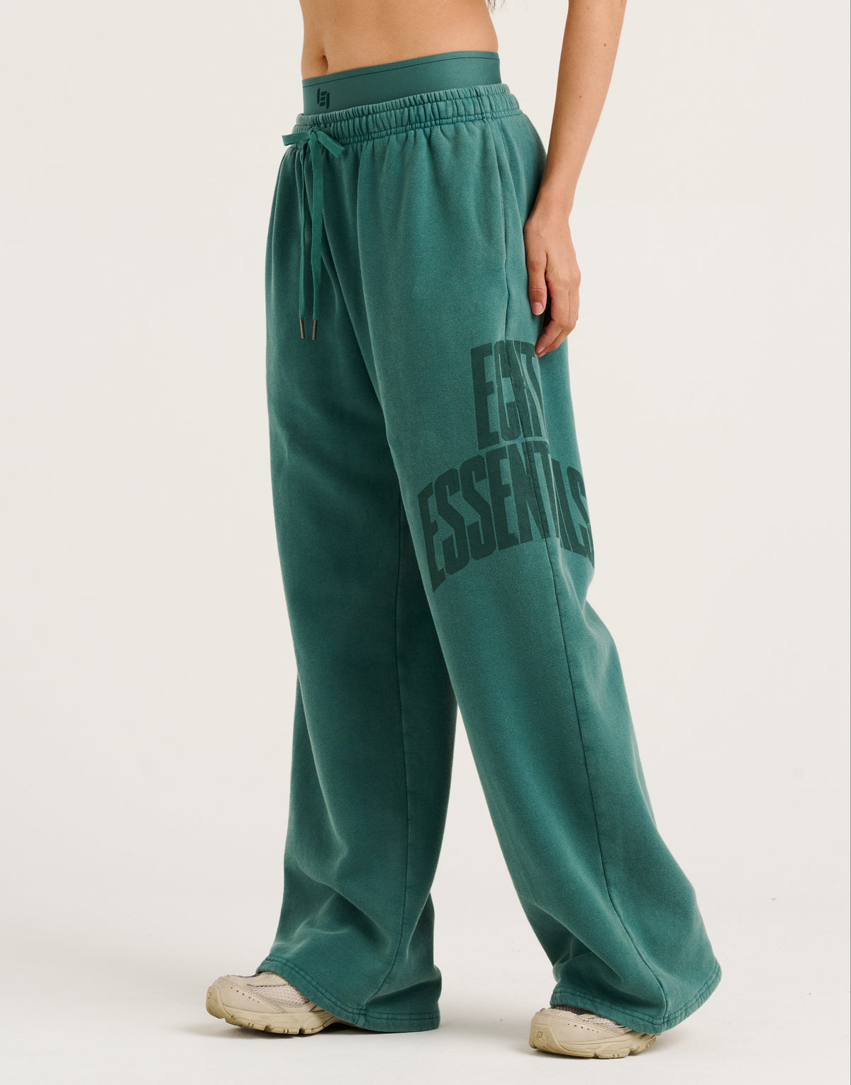 College Combed Fleece Wide Leg Sweatpant - Teal