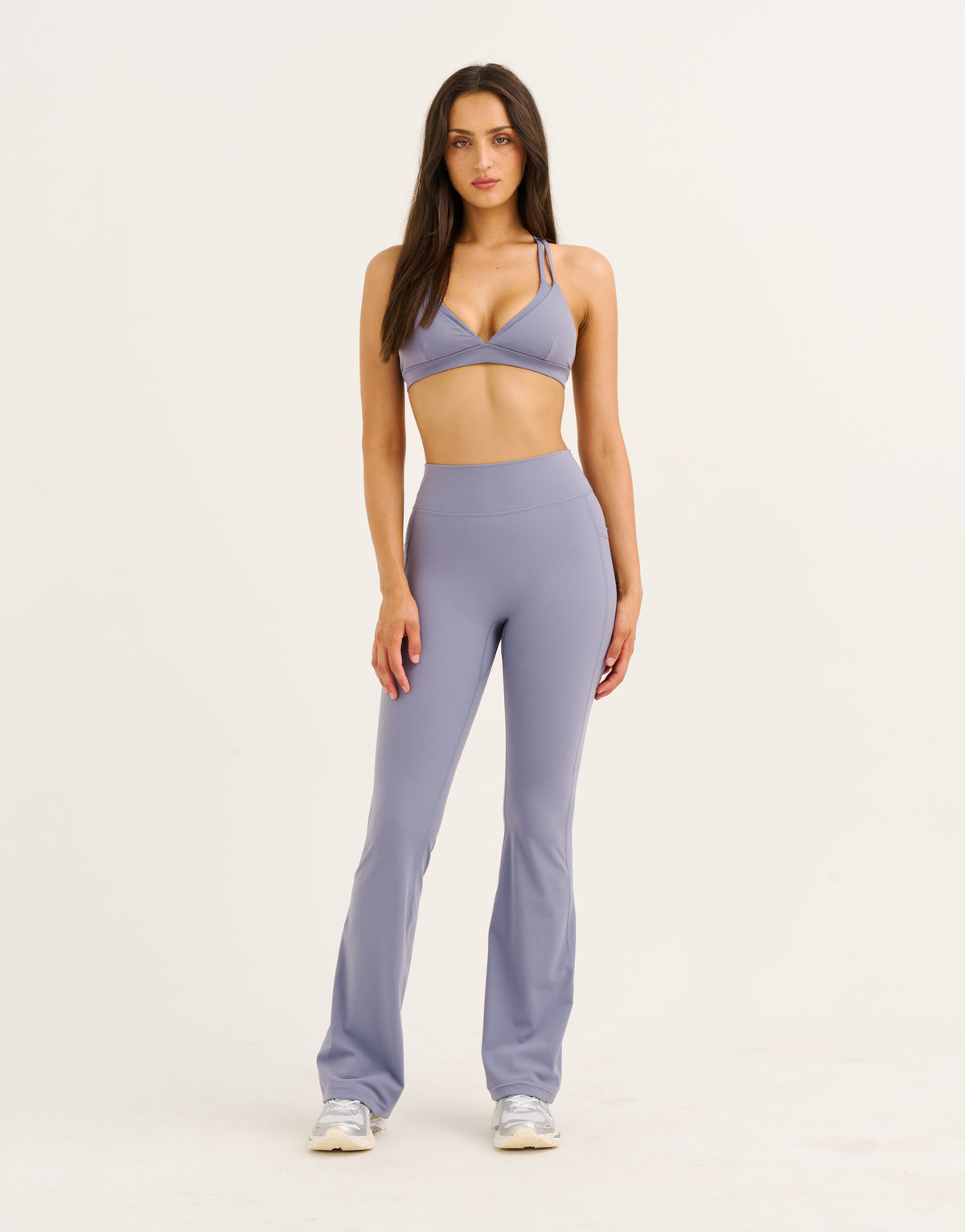 Flare Lycra Pocket Leggings - Washed Blue