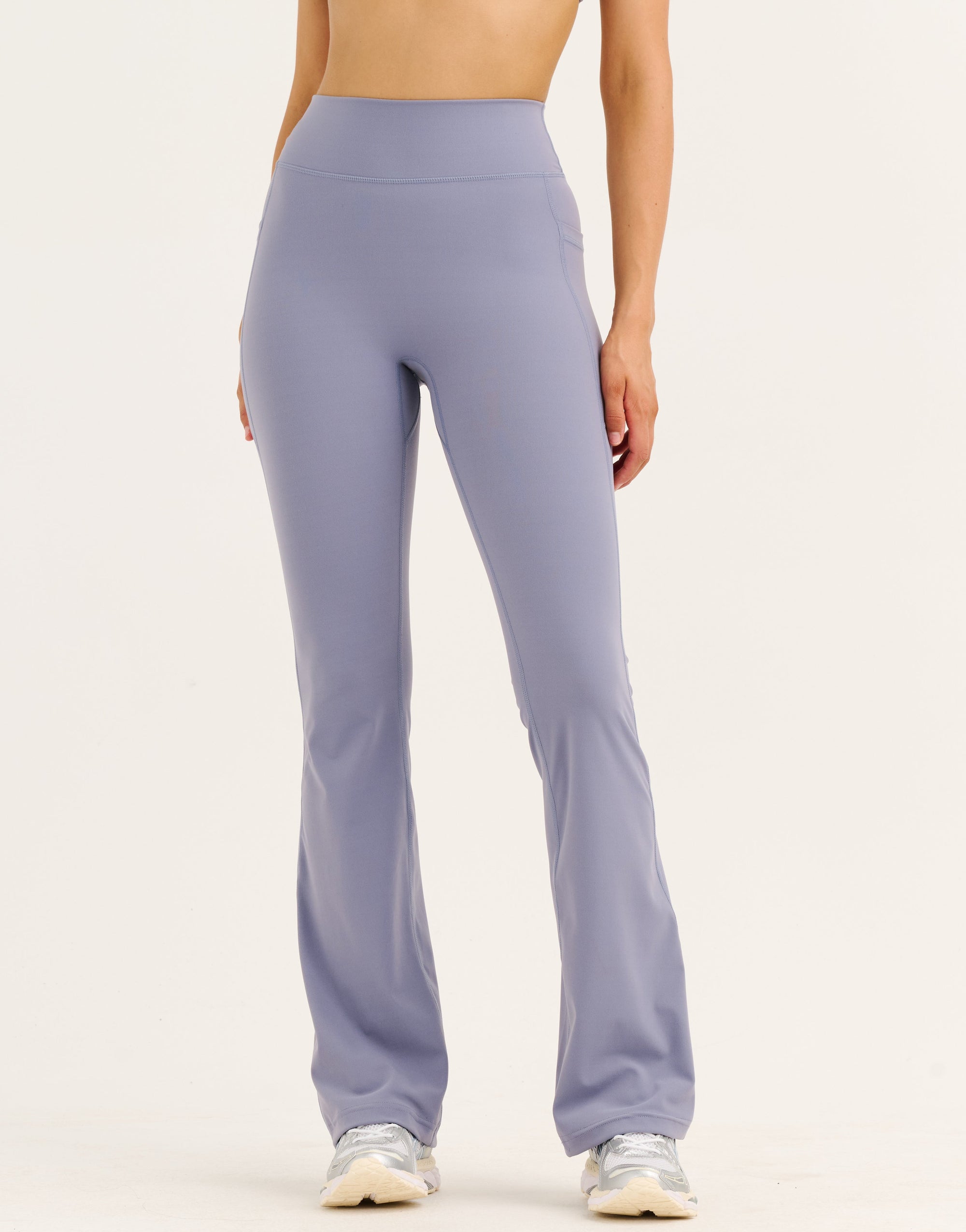 Flare Lycra Pocket Leggings - Washed Blue