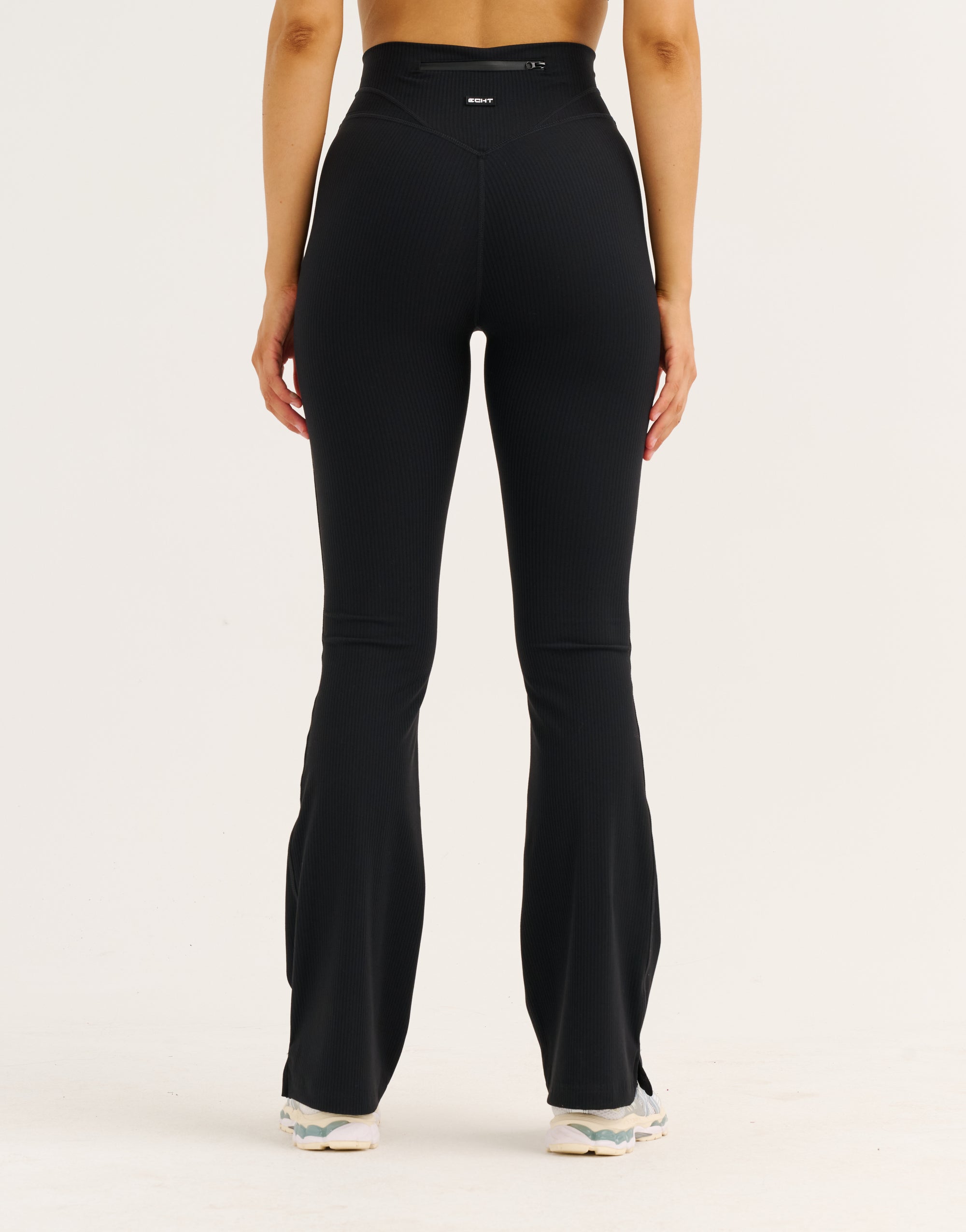 Flare Ribbed Leggings V2 - Black
