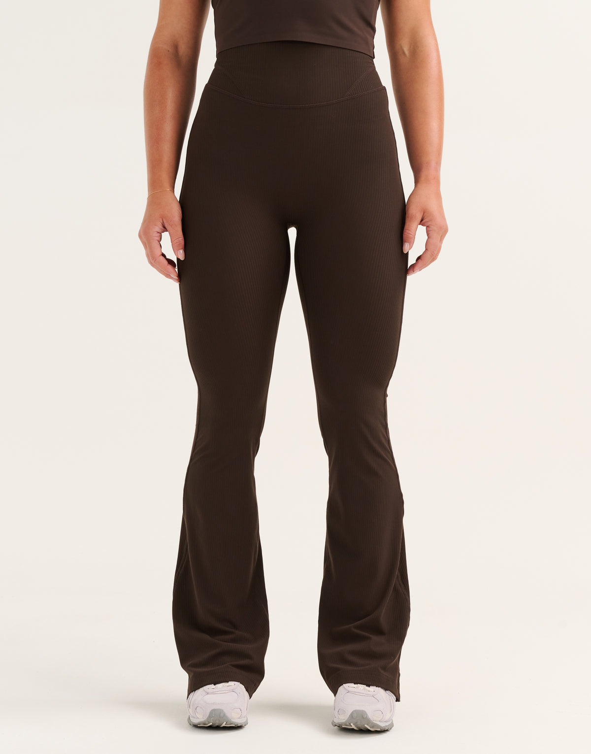 Flare Ribbed Leggings V2 - Chocolate