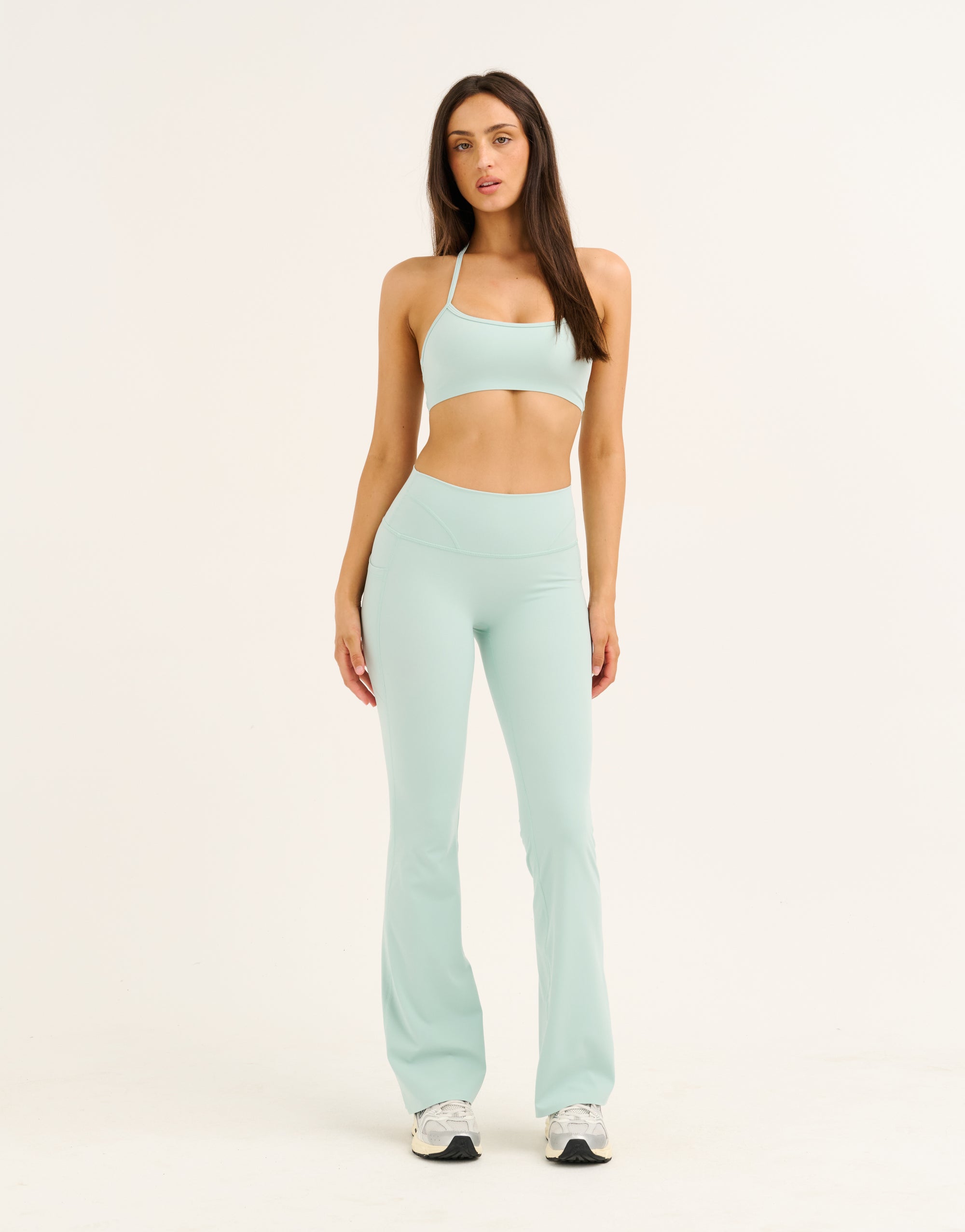 Lycra Invisible Scrunch Pocket Flare Leggings - Mint