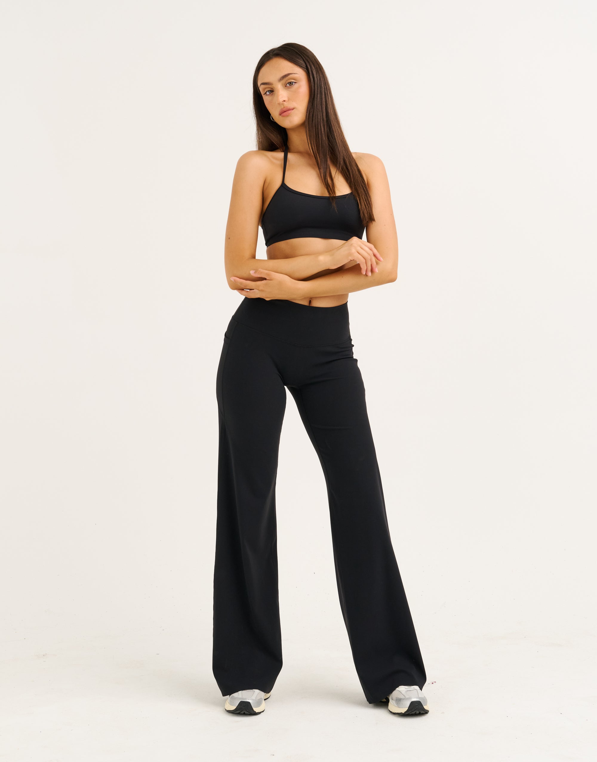 SNEAKLAU- DEFORMATION WIDE PANTS（BLACK） Lycra Wide Leg Pant - Black