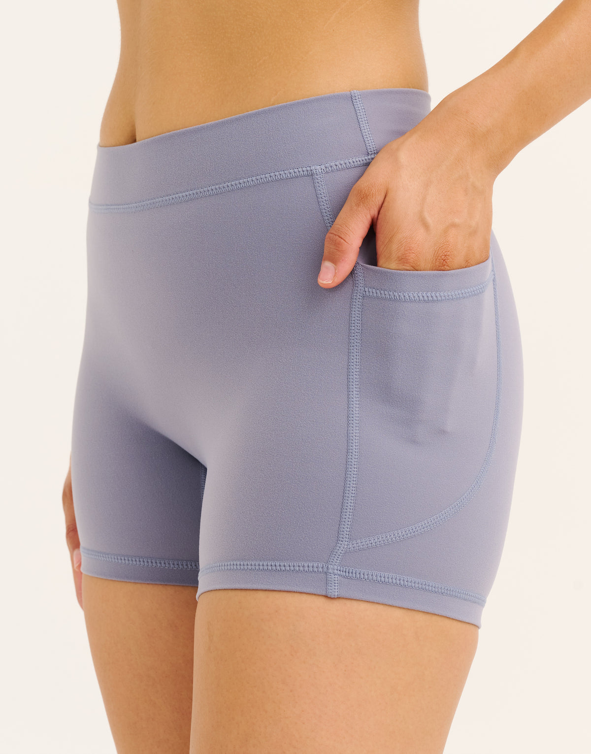 Ascend Pocket Mid-Waist Shorts 4" - Washed Blue