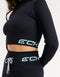 Arise Style Cropped Long Sleeve - Black with Mint