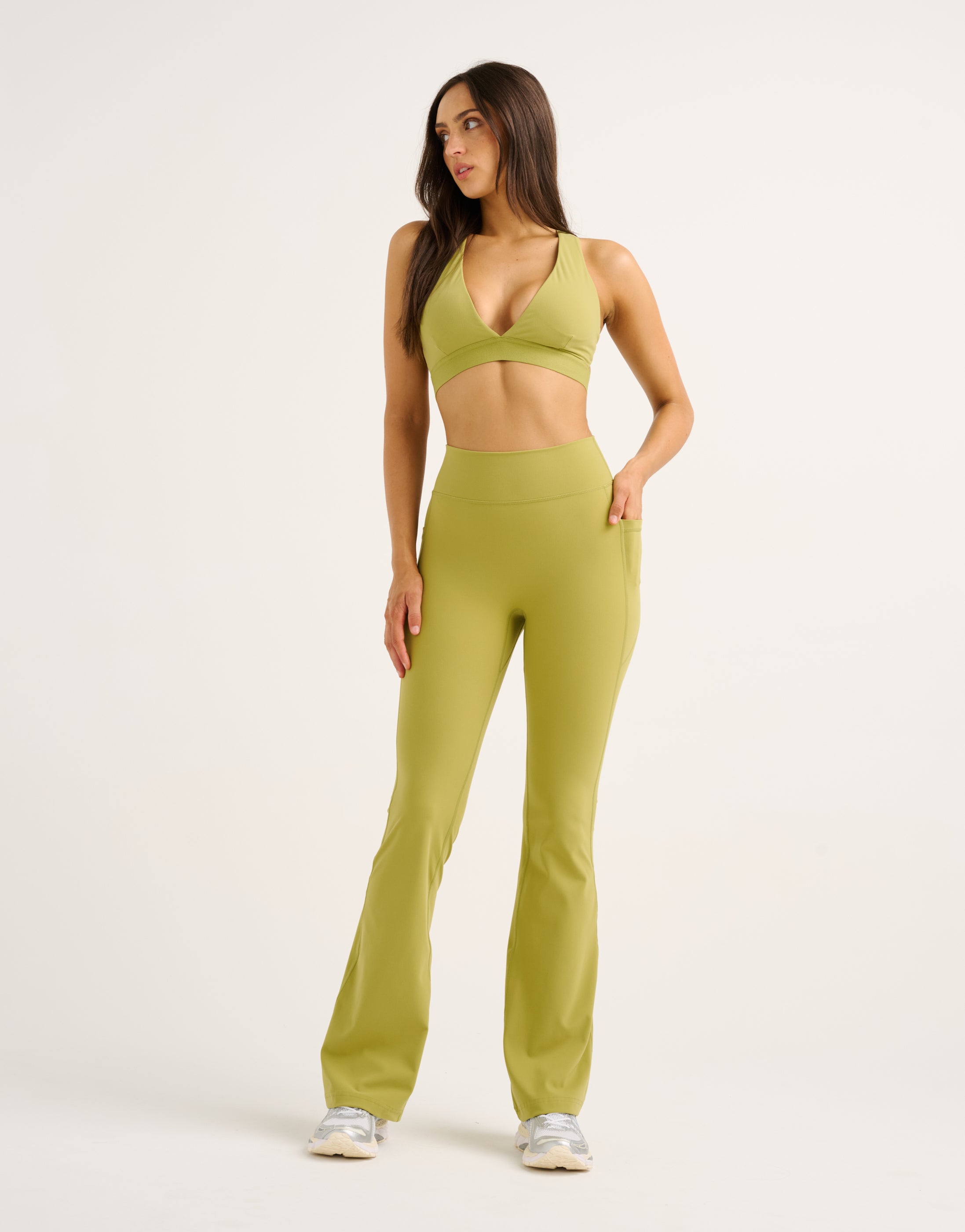 Flare Lycra Pocket Leggings - Olive