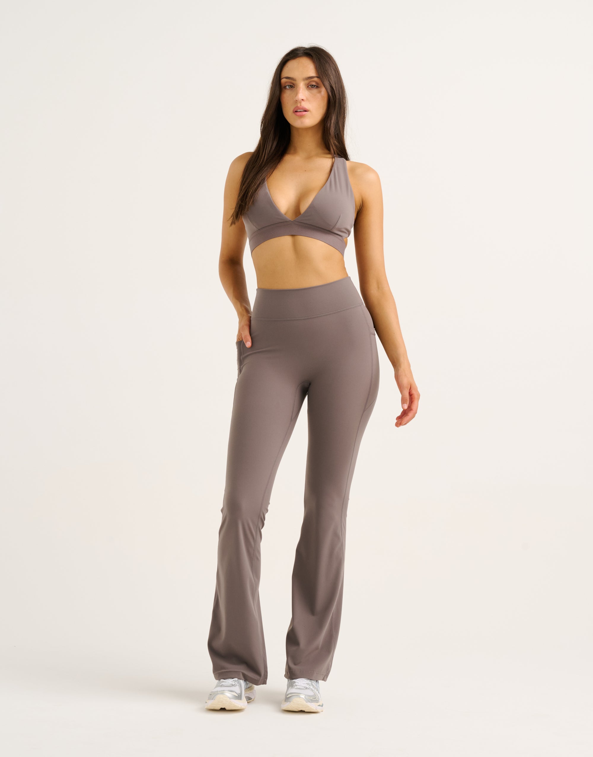 Flare Lycra Pocket Leggings - Slate Grey