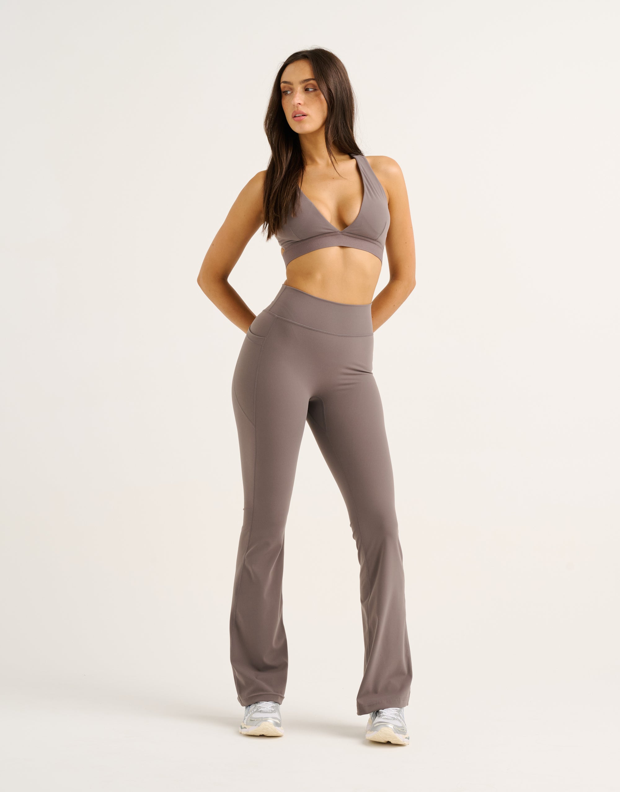 Flare Lycra Pocket Leggings - Slate Grey