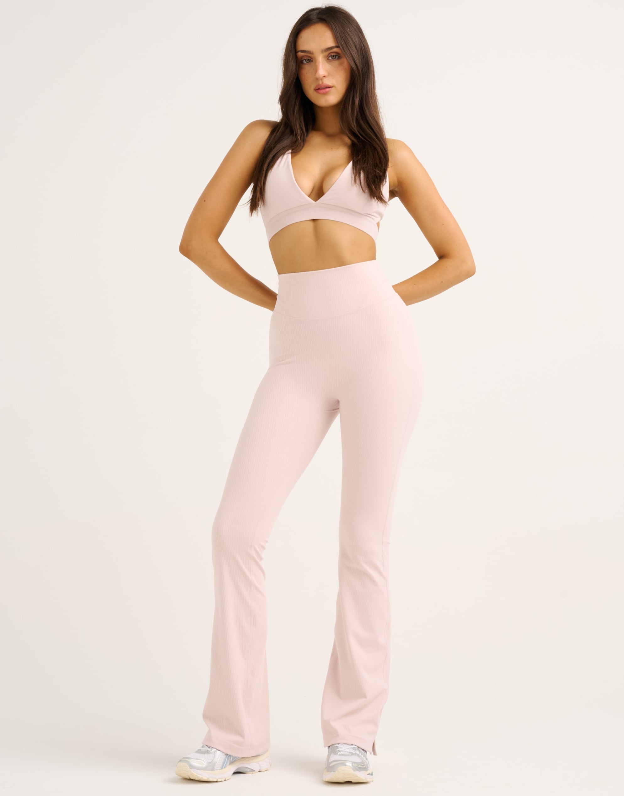 Flare Ribbed Leggings V2 - Mauve