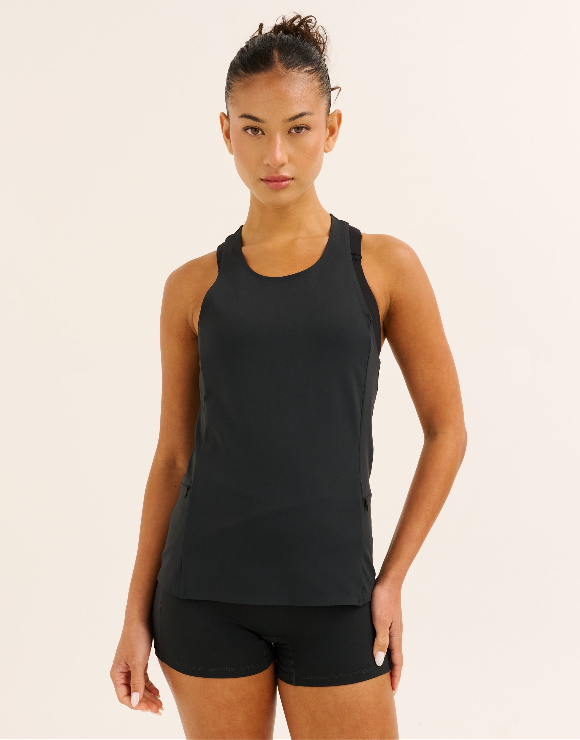 Nova Lycra® Pocket Racer Tank - Phantom Black