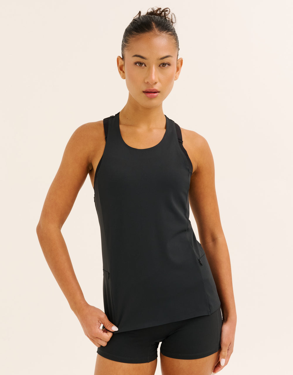 Nova Lycra® Pocket Racer Tank - Phantom Black