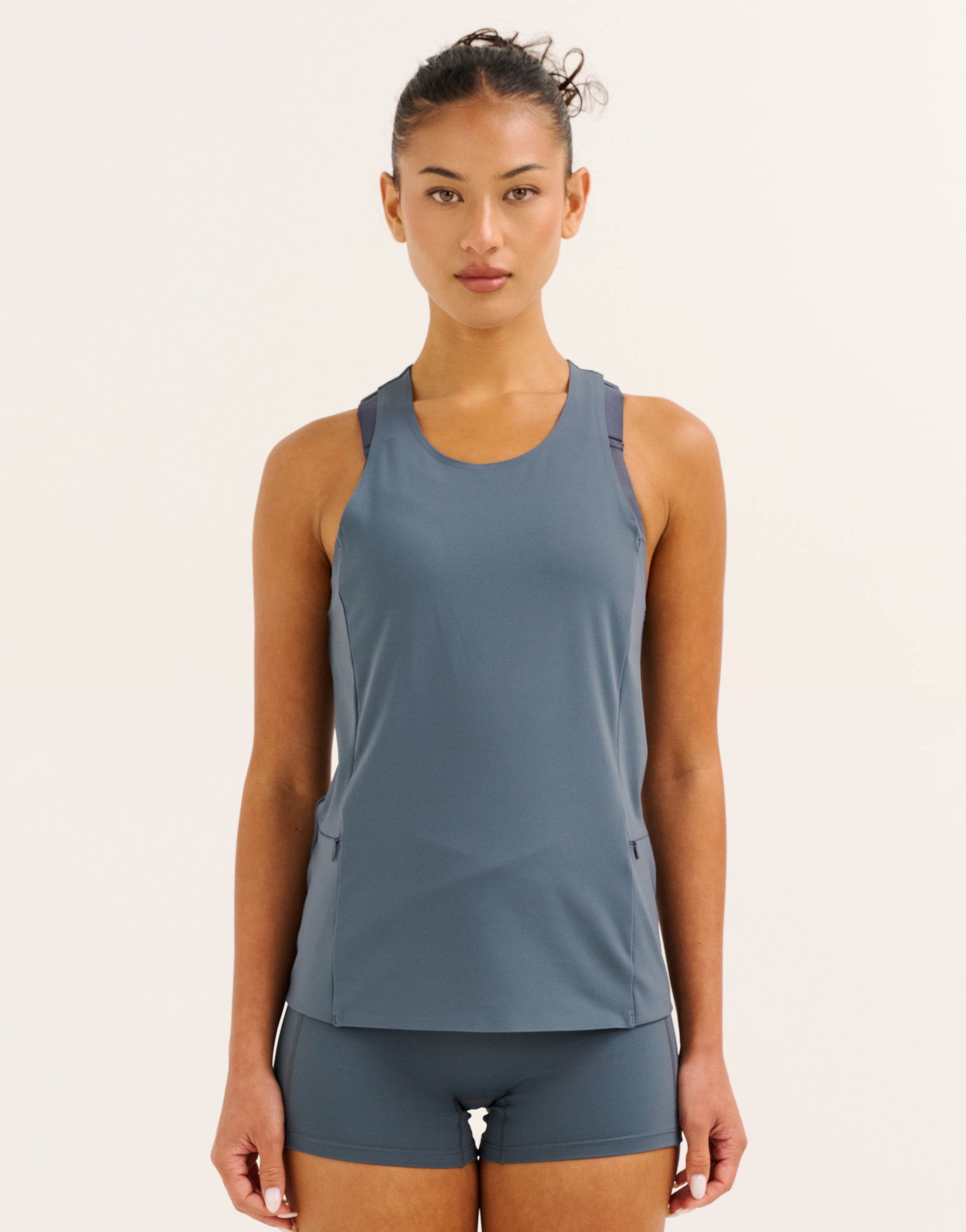 Nova Lycra® Pocket Racer Tank - Storm Grey