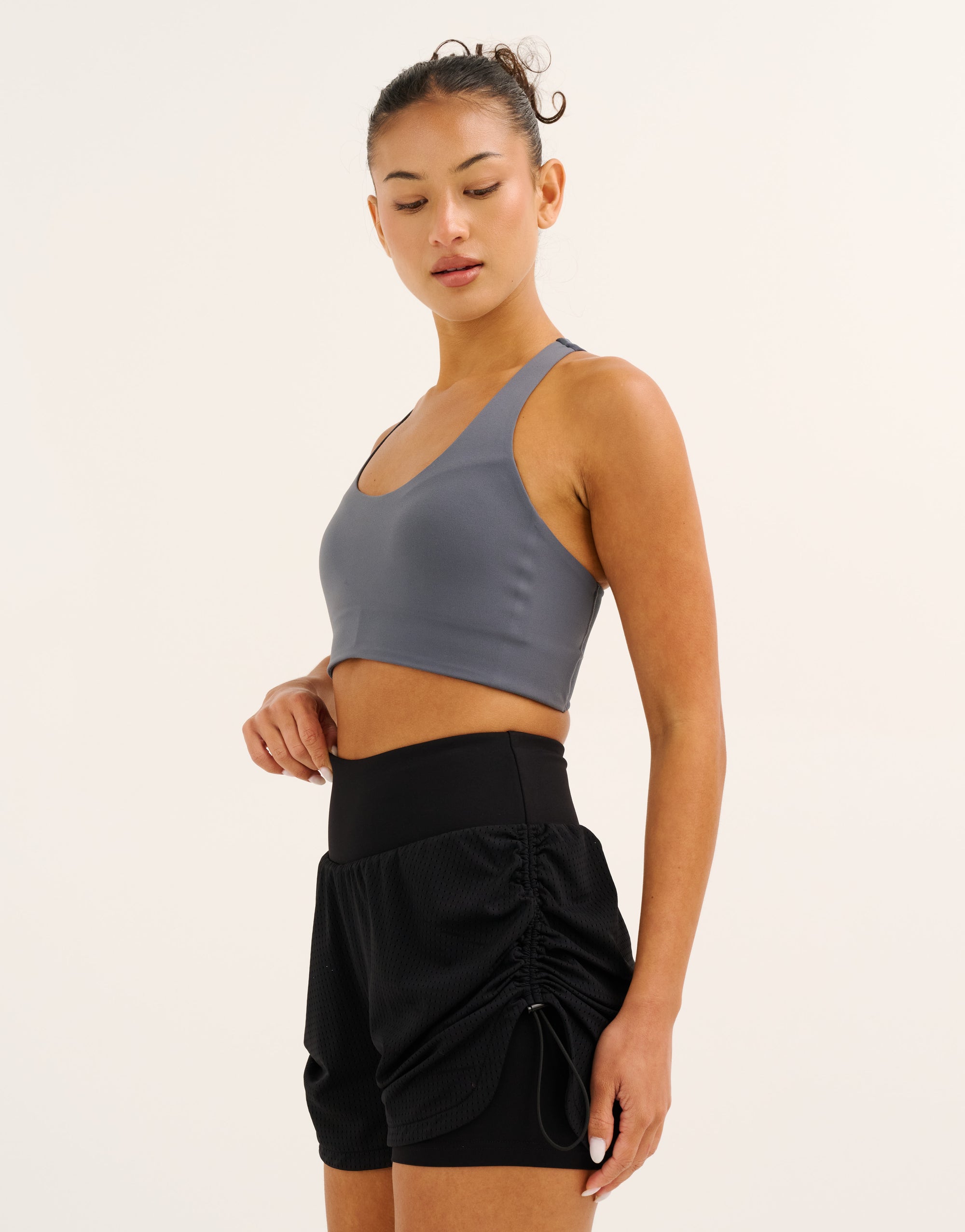 Nova Ruched Running Shorts - Phantom Black