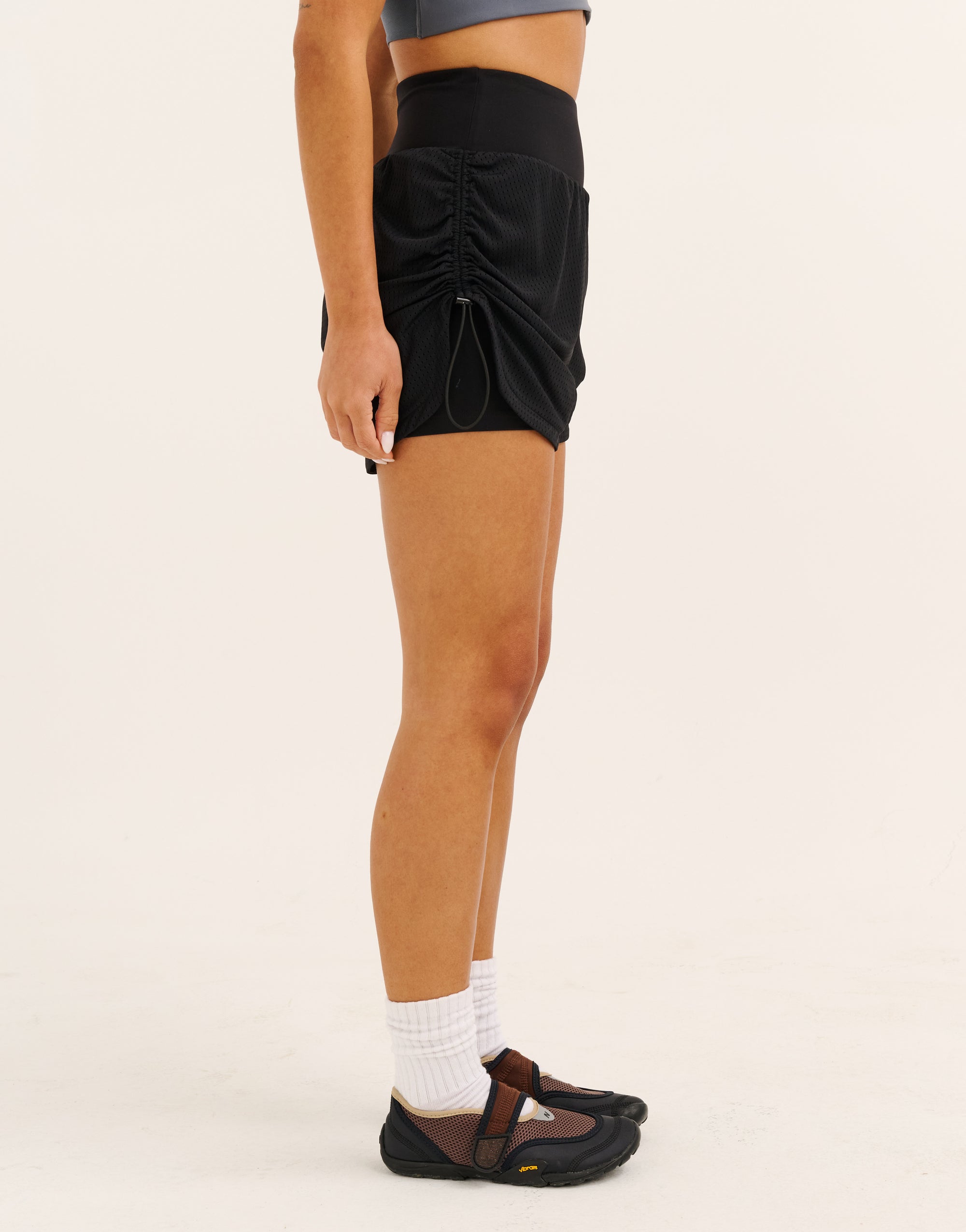 Nova Ruched Running Shorts - Phantom Black