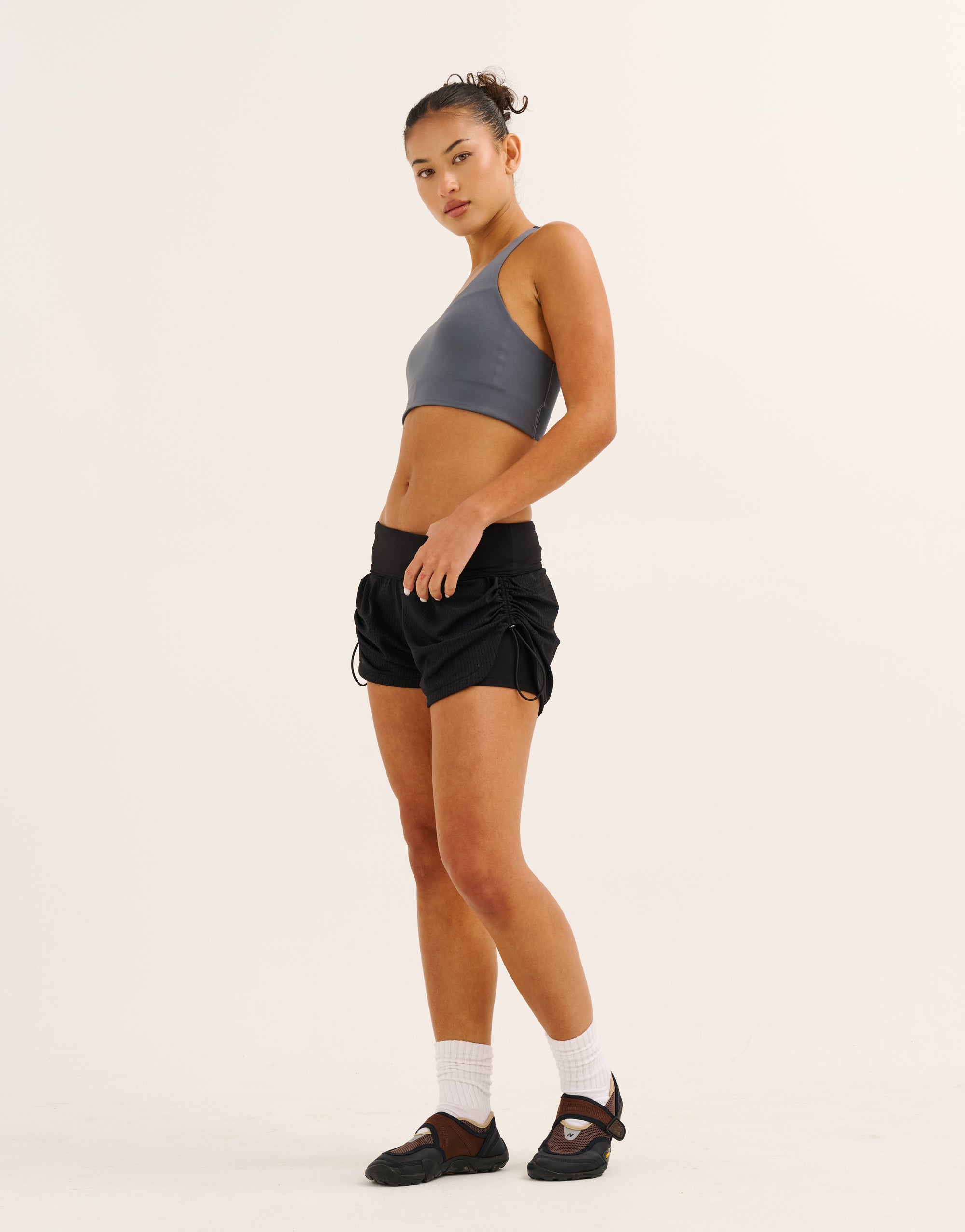 Nova Ruched Running Shorts - Phantom Black