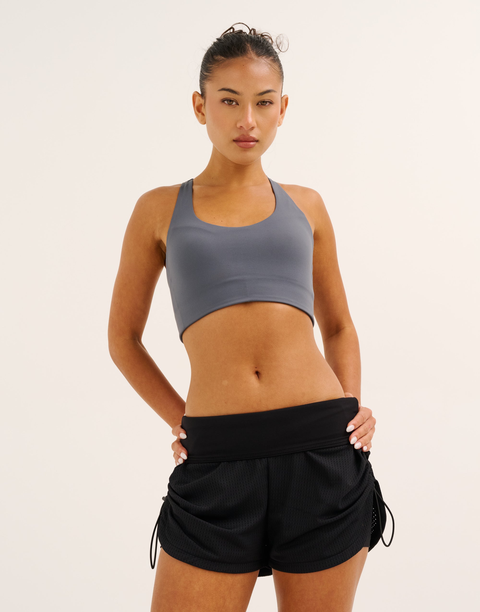 Nova Ruched Running Shorts - Phantom Black