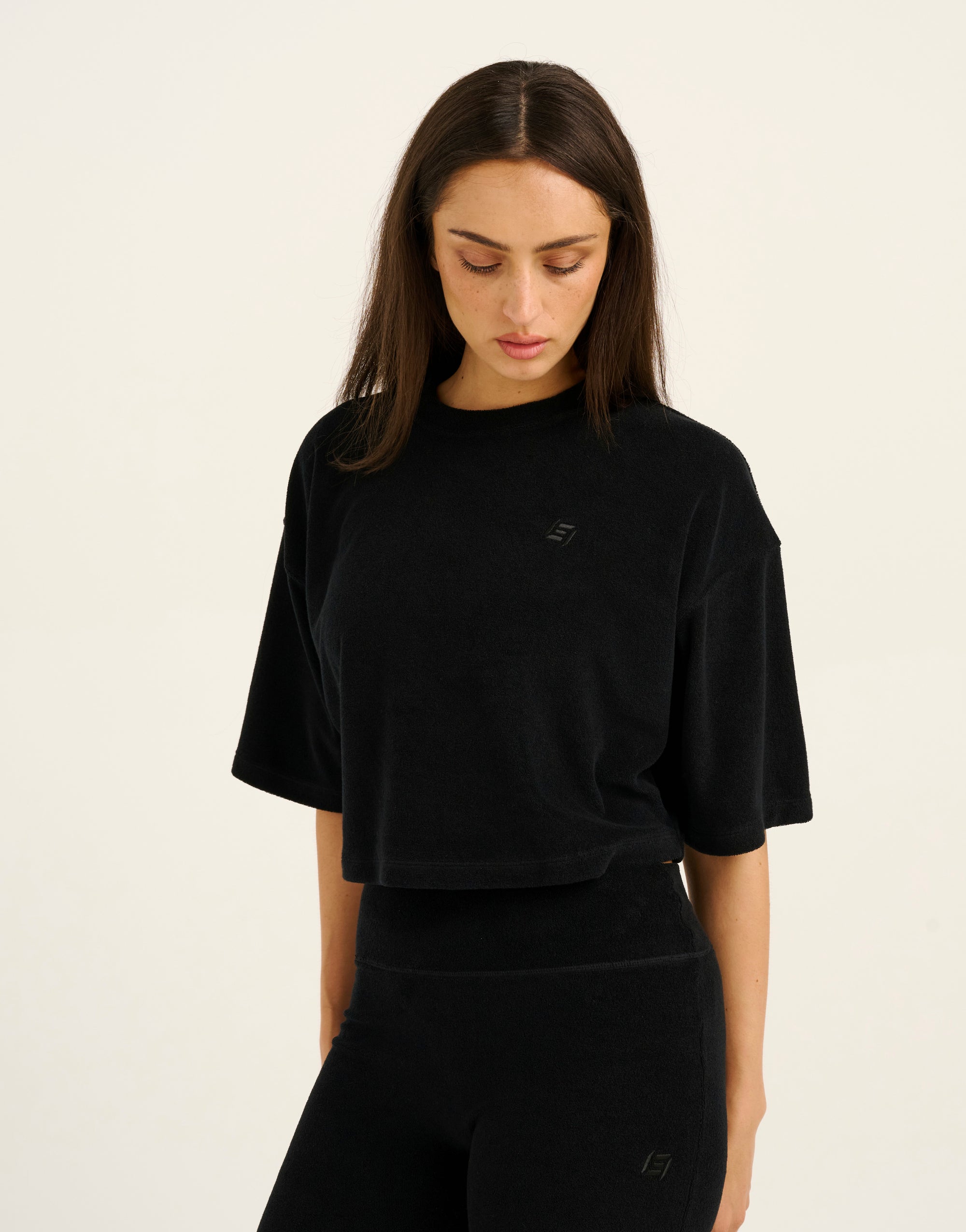 Terry Crop Tee - Black