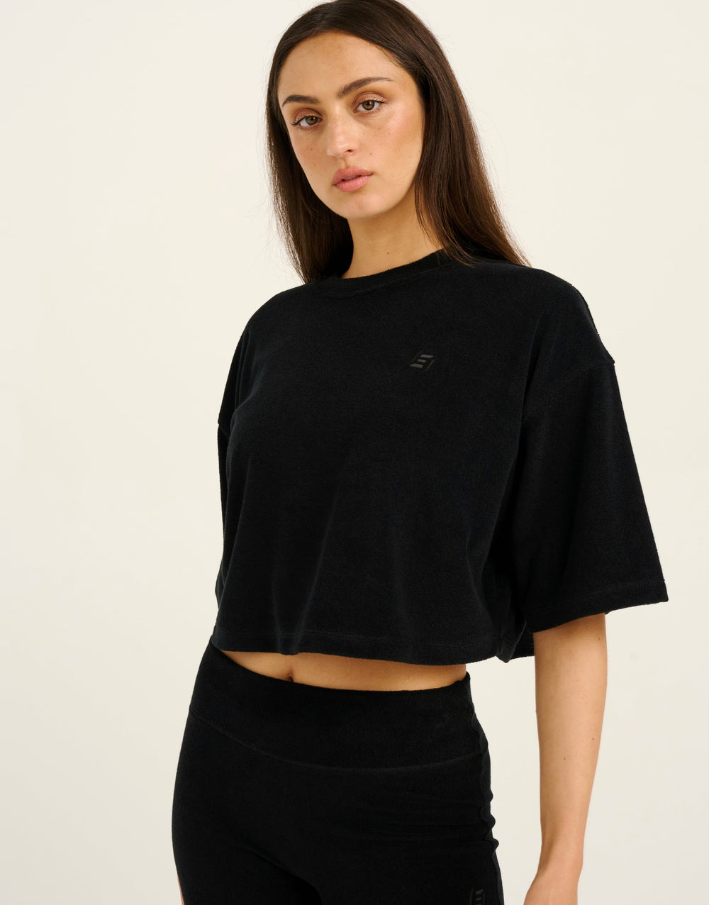 Terry Crop Tee - Black