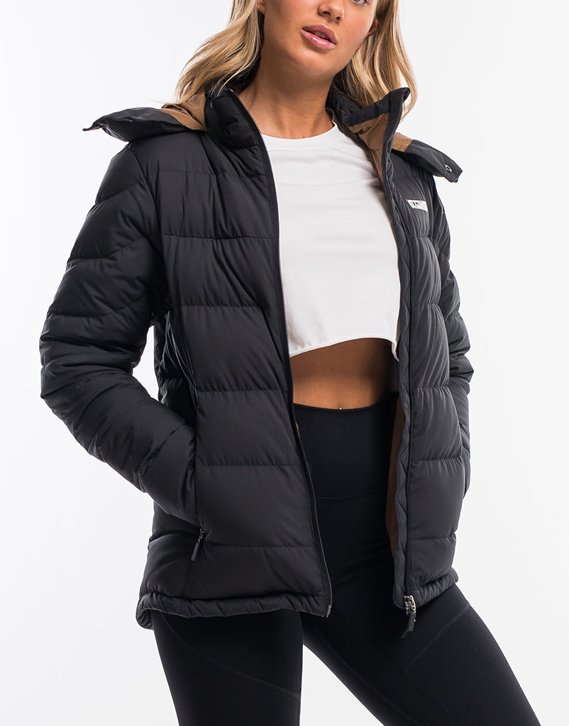 Puffer jacket women's no hood best sale